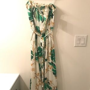 The Webster for Target long strapless leaf dress.